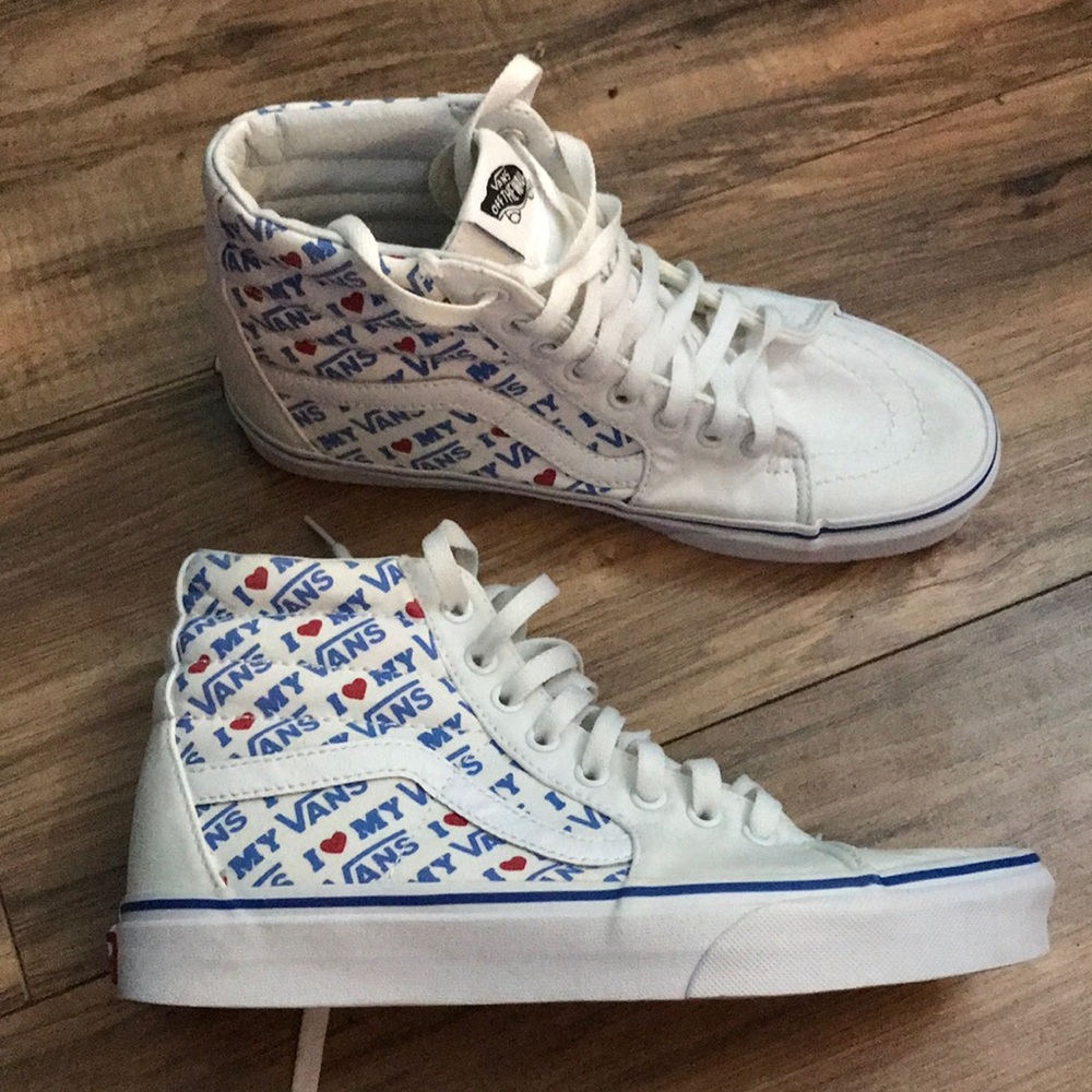 Vans I Heart vans high top true white sneakers